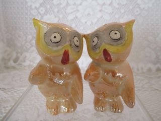 Vintage Luster Owls Salt And Pepper Shakers Japan Hand Painted