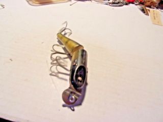 Old Vintage Lure Wooden Creek Chub Lure Tack Eyes Double Jointed,  Large Lure.