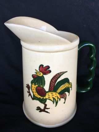 Vintage Metlox Provencial Poppycock Rooster Large Pitcher California 6 3/4 "