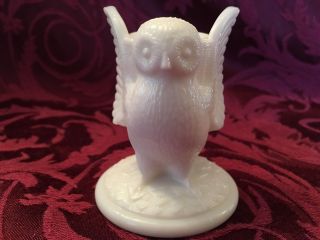 Vintage White Milk Glass Owl Toothpick Holder Figurine 2
