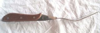 Vintage Twisted Meat Fork with Wood Handle Unique Stainless Steel Japan 2