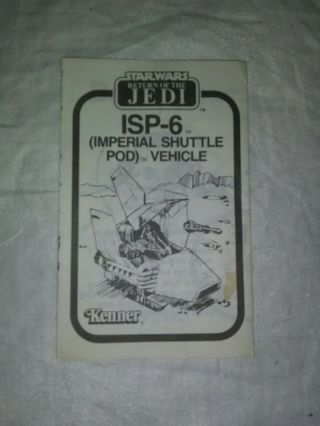 Star Wars Vintage Isp - 6 Mini Rig Vehicle Ship Toy Kenner 1981 Esb Instructions
