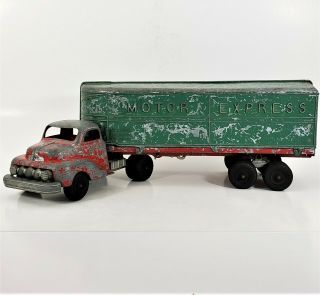 Vintage Hubley Kiddie Toy Motor Express Tractor Trailer 500 Series Cast Aluminum