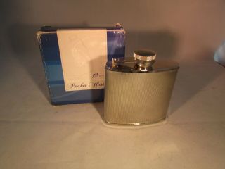 Vintage Stainless Steel 4 Oz Design Whiskey Flask Hip From England