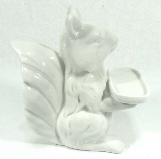 Vintage White Ceramic Squirrel Soap Dish 6 " Tall