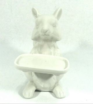 Vintage White Ceramic Squirrel Soap Dish 6 
