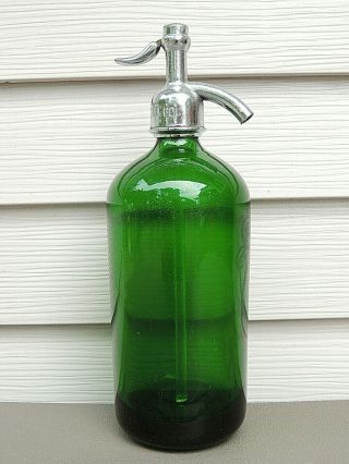 Vintage Abc Beverage Co.  Reading Pa.  Green Seltzer Bottle,  Acid Etched