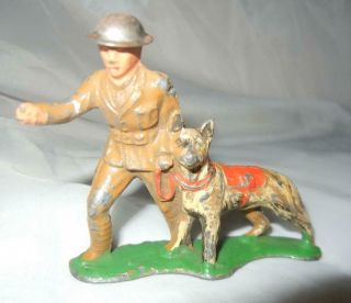 Vintage Barclay Manoil Toy Lead Soldier With Shepherd Dog
