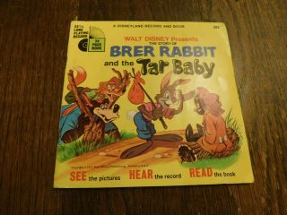 Vtg Fun 1971 Disney Brer Rabbit And The Tar Baby Book & 33 1/3 Record 7 " 363