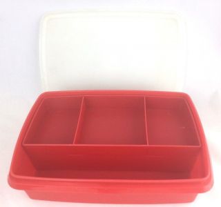 Vintage Tupperware Tuppercraft Red Stow N Go Craft Storage Box Container