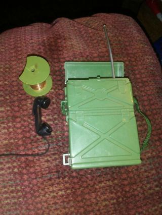 Vintage 1964 - 65 Gi Joe Green Radio Field Phone Communications Copper Wire Coil