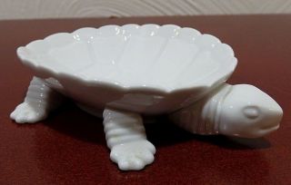 Vintage White Porcelain Turtle Tea Bag Holder Trinket Dish