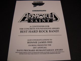 Armored Saint Dave Pritchard Ronie James Dio Vintage Promo Display Advt