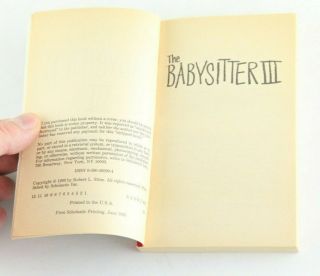 R.  L.  Stine The Babysitter 2 Scholastic Vintage Horror Paperback Thriller 1993 3