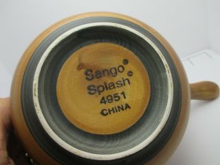 Sango Splash Brown 4951 Open French Onion Handled Soup Crock Bowls VINTAGE 5