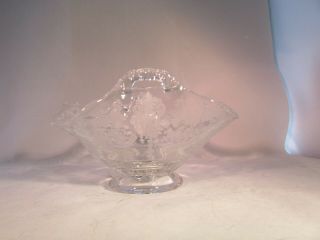 Vintage Paden City Candy Dish With Handles Etched Depression Glass Ardith ?? 3