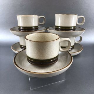 1 Of 5 Denby Potters Wheel Green Clay Stoneware Cups And Saucers Mugs Vintage