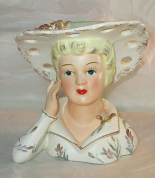 Vintage Lefton 3140 - 6 " Lady Head Vase