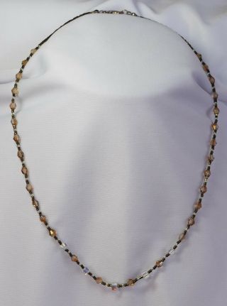 Vtg Sterling Silver & Faceted Lucite Bead Necklace 20 Inch