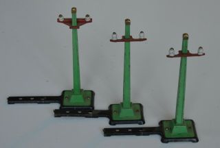 3 Vintage Lionel 060 O Gauge Pre - War Telegraph Poles In Green And Red
