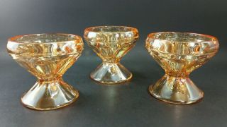 Vintage Amber Marigold Carnival Glass Dessert Cups By Jeannette Set Of 3