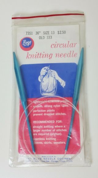 Vintage Boye Circular Knitting Needle Aluminum Size 13 Afghan Knit 36 Inches