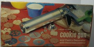 Vintage Cookie Gun Pastry Decorator W/thickness Control Wear Ever 3365 Mib