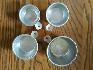 Vintage Set 4 Aluminum Metal Nesting Measuring Cups With Tab Handles