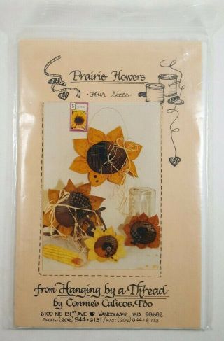 Sunflower Pattern Hanging By A Thread Prairie Flowers Fabric 4 Sizes Vtg 1993