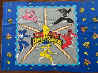 Mighty Morphin Power Rangers Fabric Pillow Panel Vintage 1994,  42 " Wide X 17 "