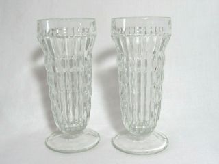 Vintage Parfait Glass Ice Cream Soda Glasses Clear Ribbed Set Of 2