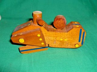 Ms1618 - Small Vintage Wooden Snowmobile Model,  Toy