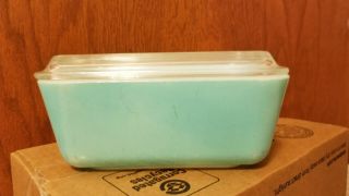 Vintage Pyrex Turquoise Robins Egg Blue Refrigerator Dish Sm Loaf Pan 502 Lid