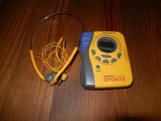 Vintage Sony Walkman Sports Yellow Tv Am/fm Cassette Player -,  Head Set