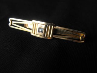 Vintage Nanasi 12 Carat Gold Filled Tie Bar Clasp With Jewel -