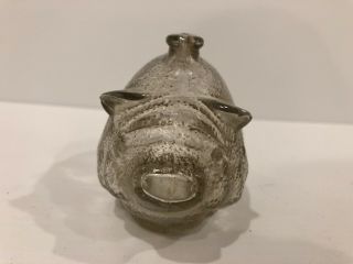 Vintage Anchor Hocking Small 4.  5 inch Clear Textured Glass Piggy Bank Pig 2