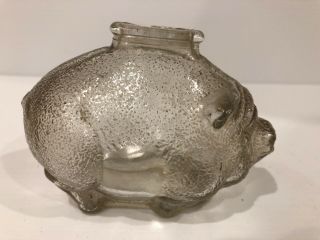 Vintage Anchor Hocking Small 4.  5 inch Clear Textured Glass Piggy Bank Pig 4