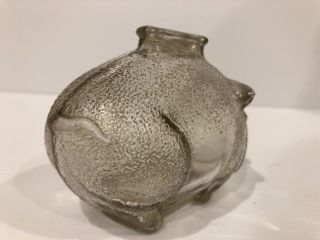 Vintage Anchor Hocking Small 4.  5 inch Clear Textured Glass Piggy Bank Pig 5
