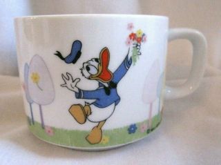Vintage Walt Disney Productions Dd Japan Mug Donald Duck W/ Flowers Ceramic Cup