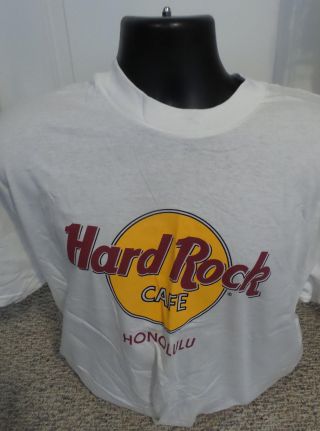 Vintage White Hard Rock Cafe Honolulu Hawaii T - Shirt L Large Made In Usa
