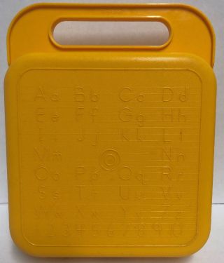 Vintage Tupperware Tuppertoys Yellow Stencil Carrying Case Lunch Box Alphabet
