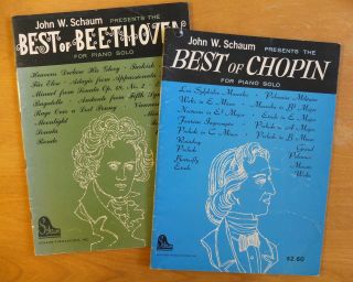 2 Vintage John W.  Schaum Presents Piano Solo Books Beethoven 1962 & Chopin 1963