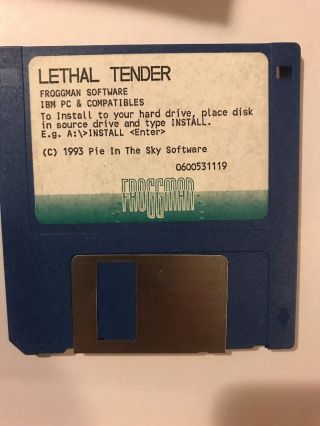 Lethal Tender 3.  5 " Floppy Disk Vintage Pc Game Nick Hunter Froggman
