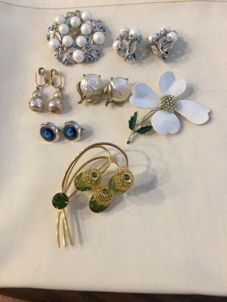Vintage Sarah Coventry Brooch Pin And Earrings Set,  Earrings And Pins - Signed