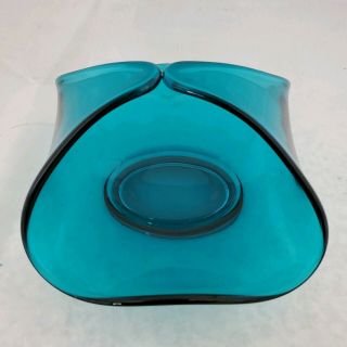 Vintage Viking Bluenique Blue Art Glass Candy Dish Basket Bowl MCM 2