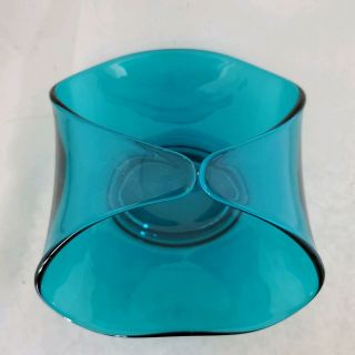 Vintage Viking Bluenique Blue Art Glass Candy Dish Basket Bowl MCM 6