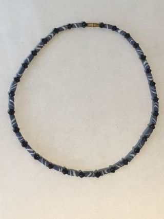Vintage Tribal African Sand Cast Blue Crystal Necklace