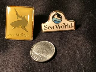 Vintage Sea World Shamu Logo Hat Pin Lapel Pin With Sea World Shark Pin