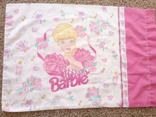 Vintage 1995 Blonde Barbie Pillowcase Hearts Flowers 2 Available