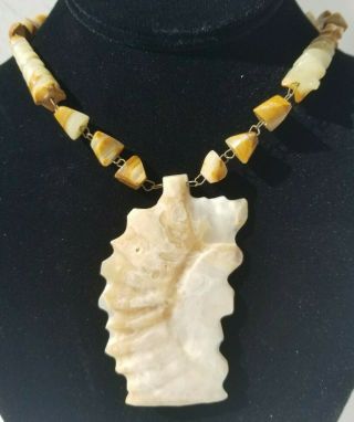 Vintage Mexican Carved Stone Necklace
